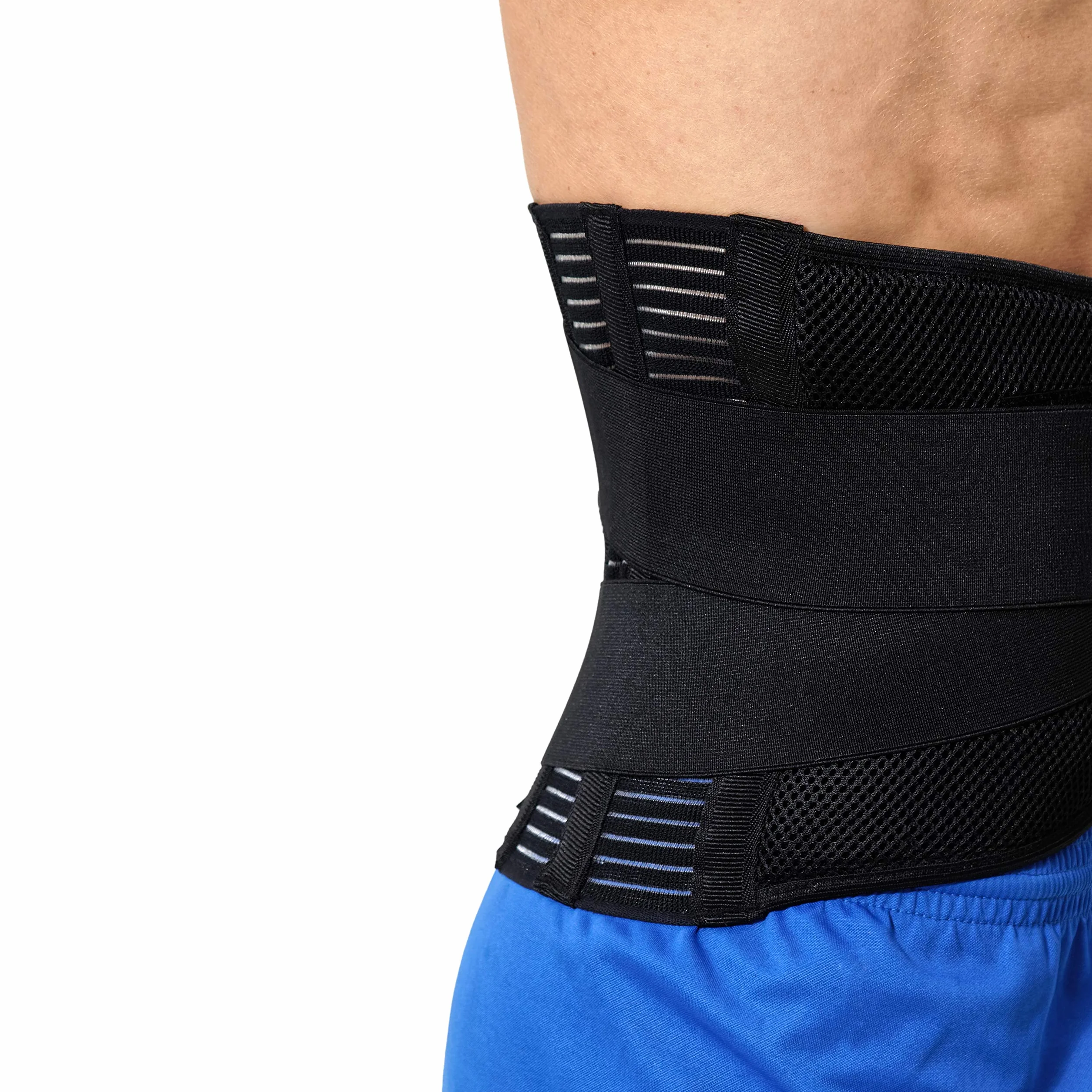 NEOtech Care Ceinture lombaire avec sangles de compression doubles - Support bas du dos EXTRA-LARGE (25CM de haut) - Bande soutien posture (Couleur charbon, Taille L)