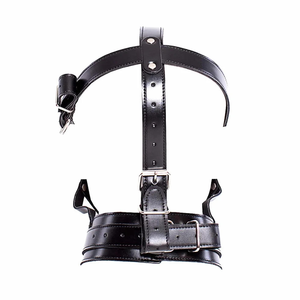 SXOVO SM Capot de tête avec Bouche Bâillon Capot de tête Bondage à Capuche en Cuir Réglable Jouets Sexuels Esclaves Fétichistes érotiques pour Couples