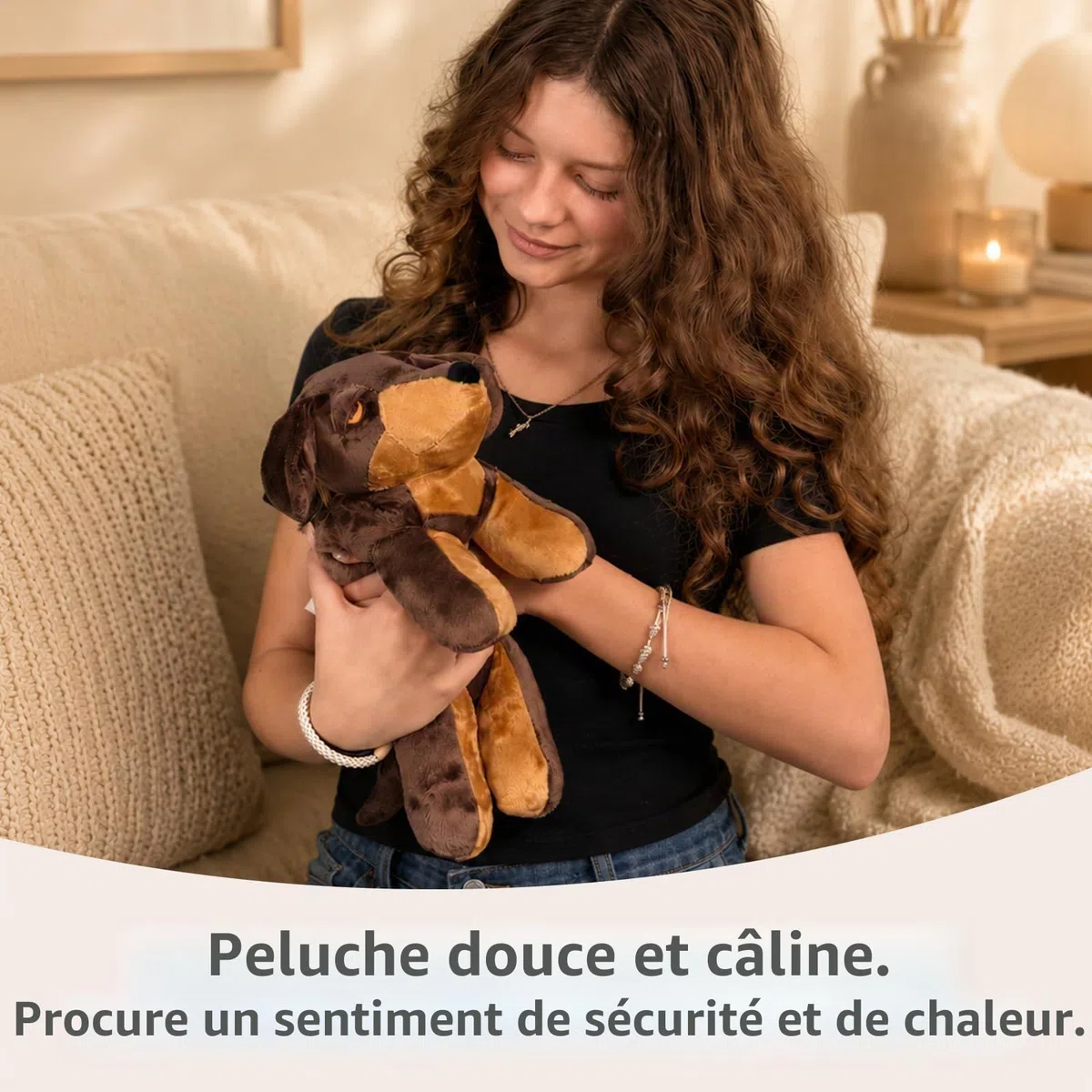 Habibi Plush 2045 Coussin chauffant en peluche pour enfants et adultes - Teckel avec rembourrage en millet - Peluche chauffante à réchauffer au micro-ondes/four - Idéal également pour les bébés