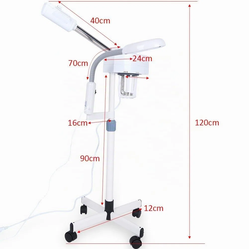2 en 1 Vapozone Esthetique Professionnel, Vapeur Visage 5X Lampe, Loupe Esthetique sur Pied Machine Vapozone Professionnel pour Salon de Beauté Soin de Visage