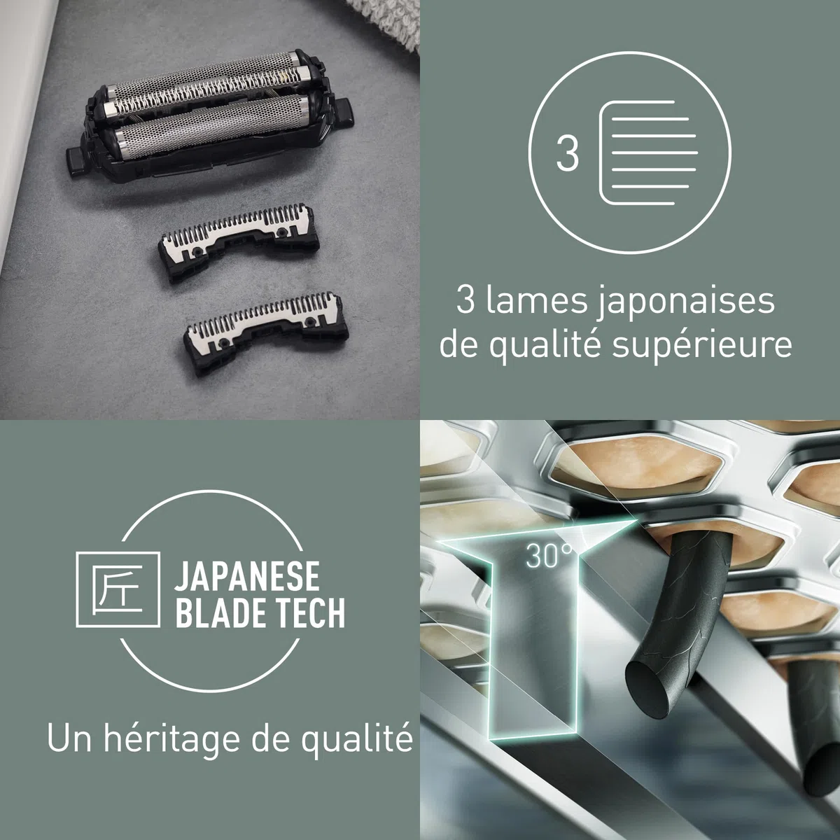 Panasonic WES9013Y1361 Lames de Rechange pour Rasoirs Electriques ES-LL41, ES-LL21, ES-GA21, ES-LT71, ES-LT31, ES-RT87, ES-RT67 & ES-RT47, Lot Mixte, Système à 3Lames, Acier Inoxydable Japonais Avancé