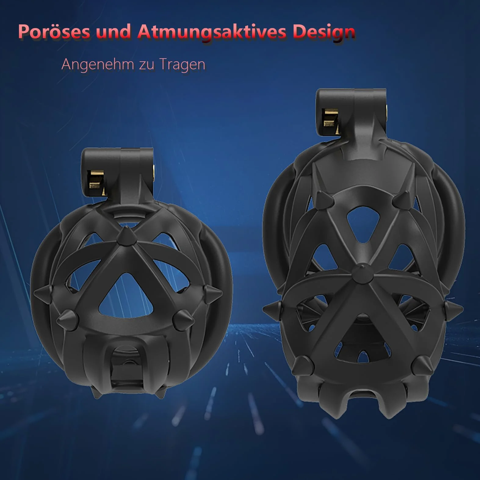 SeLgurFos Silicone Double Tête Rivets Cage à Pénis Set avec 4 Anneaux à Pénis 3D Print Ventilation Cage de Chasteté Hommes Petit Nylon Cock Cage SM Bondage Sextoys pour Hommes (Short-Arc Ring)