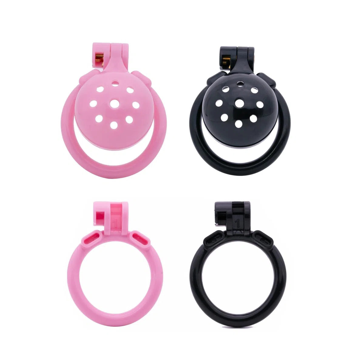 Petite cage à pénis Sex toy Chastity Cage pour homme avec 4 anneaux péniens Cage à pénis creuse et aérée pour SM fétichisme, jeux de bondage Ceinture de chasteté Produits pour adultes (Black,B)