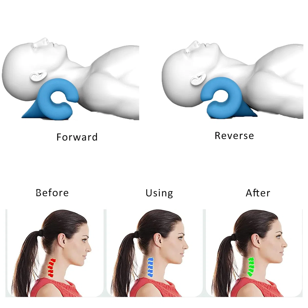 Oreiller De Traction Cervicale Relax du Cou Et des Épaules Nouveau Coussin Cervical Bleu Coussin Traction cervicales Appareil de Traction cervicale pour Les Douleurs Articulaires