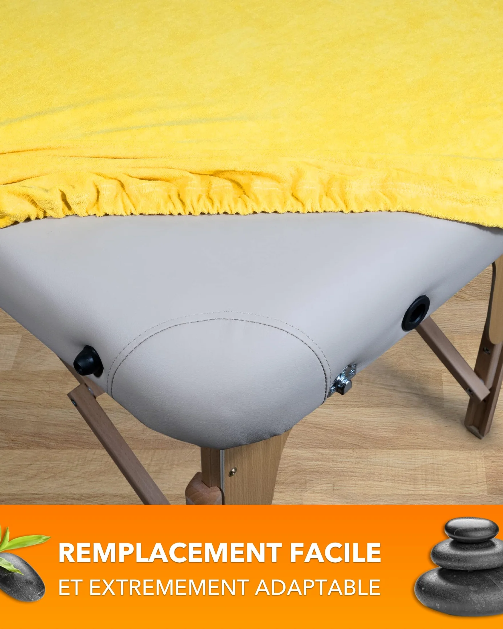 Zen Housse Table de Massage Éponge - Qualité Professionnelle, Drap Housse Extensible Doux avec Élastique - 71-81 x 185-195 cm, Lavable à 60°C & Certifié Oeko-TEX - sans Trou, Crème