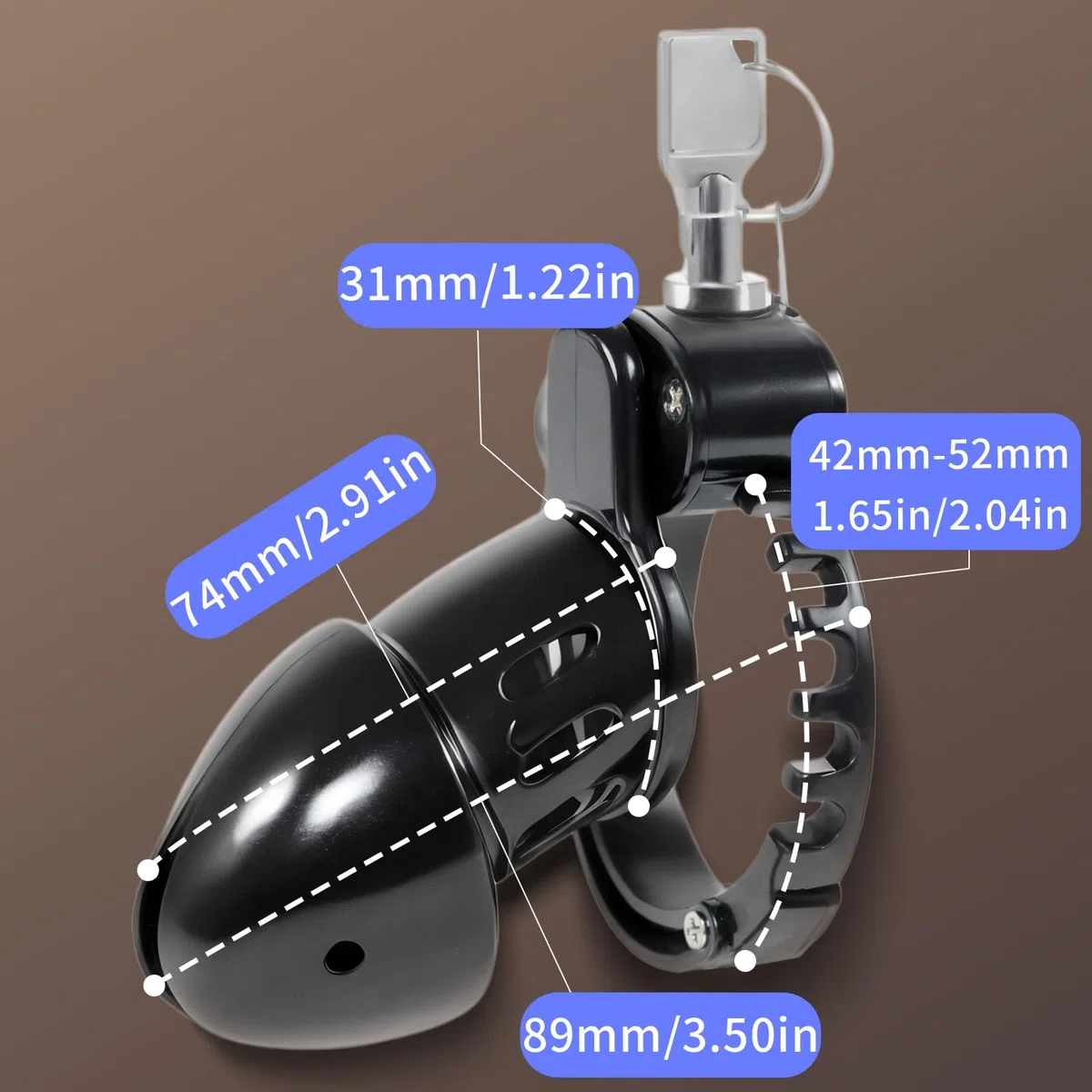 Ceintures de Chasteté avec Serrure à Poussoir Cage de Chasteté Pénis Réglable en 7 Tailles Différentes (42-52mm) Jouets Sexuels Chastity Cage pour l'Exercice du Pénis de l'Homme (Black)