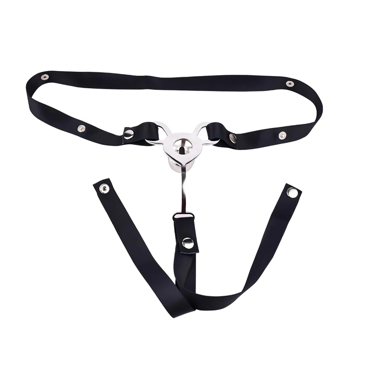Cage à pénis négative plate avec ceinture réglable, Cage de chasteté en acier inoxydable pour hommes, conception verrouillable, siège sûr, bondage à 3 voies ventilé Sissy Sex Toys (Black)