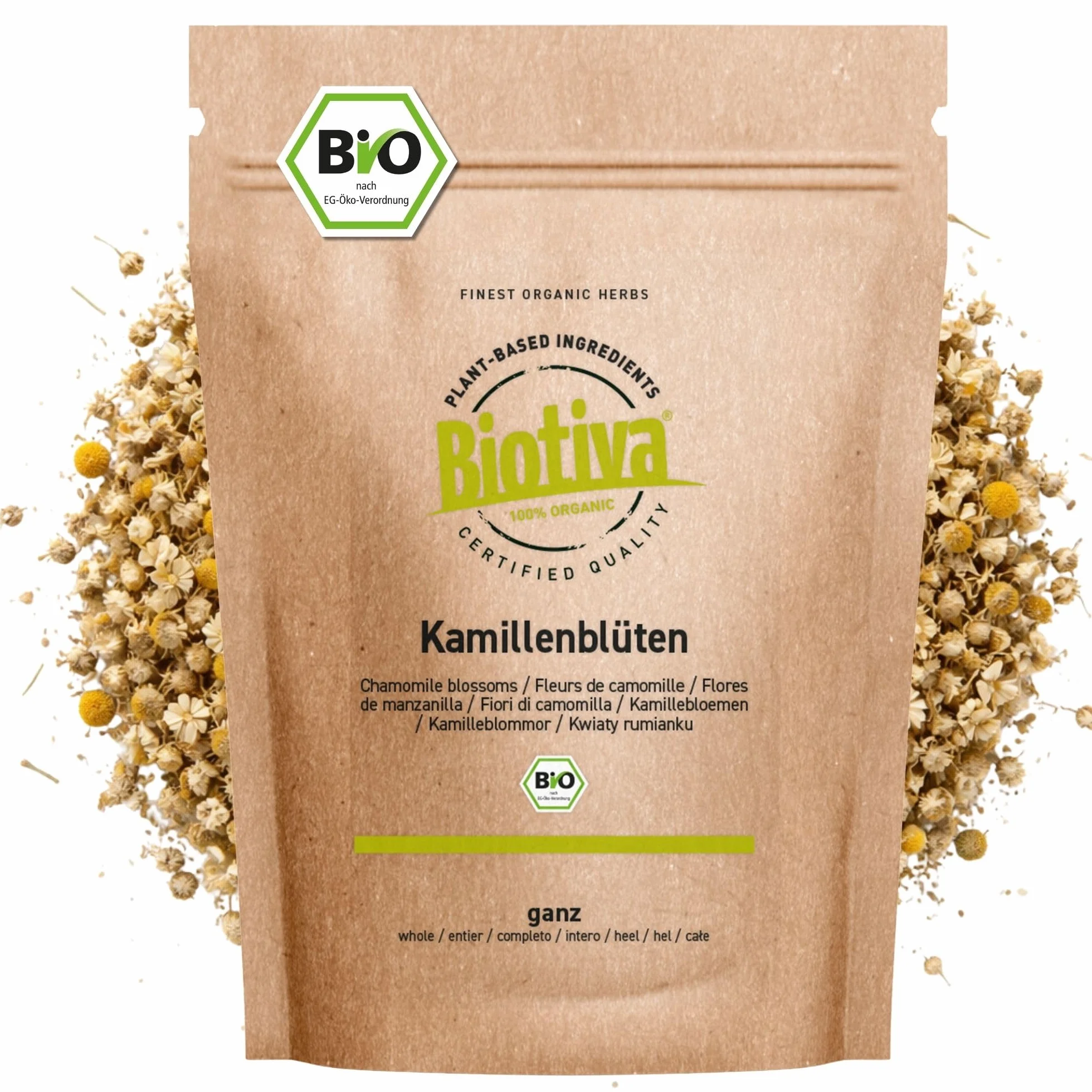 Tisane de fleurs de camomille bio 500g - Culture UE - Fleurs de camomille bio de grande qualité - Matricaria chamomilla - Bain à la camomille- Biotiva