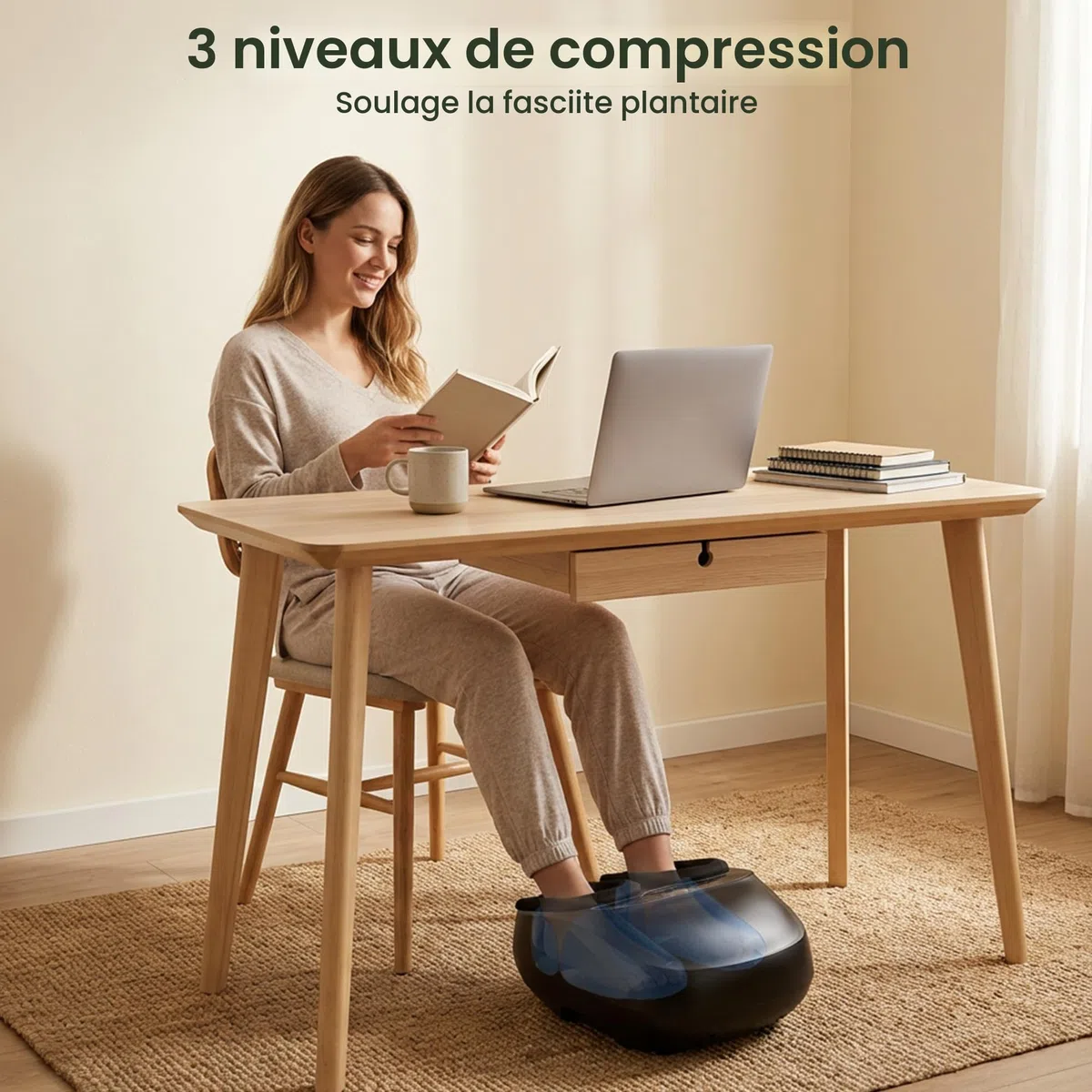 COMFIER Appareil de massage des pieds avec chaleur, appareil de massage Shiatsu pour fasciite plantaire, neuropathie, télécommande, fonction pause