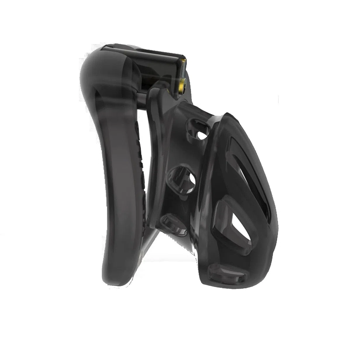 SM Ventilation Cage Pénis Ceinture de Chasteté Ensemble avec 4 Cockrings Cage de Chasteté avec Serrure Ouverte Ventilation Cage Pénis Cage de Chasteté avec Anneau Sex Toy(Schwarz,S)