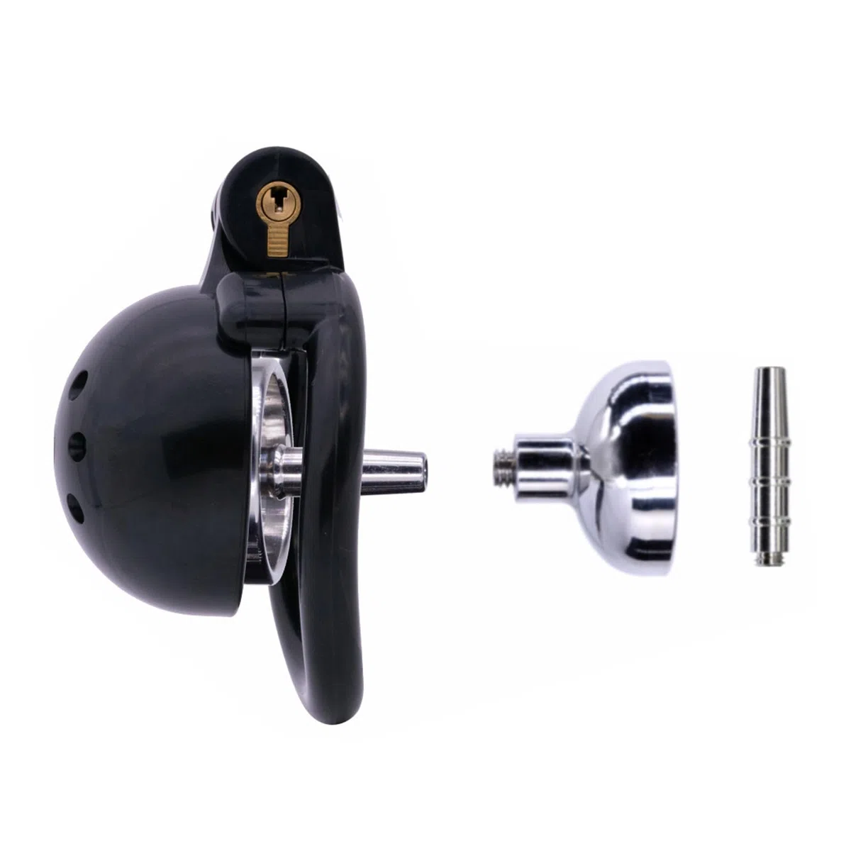 Petite cage à pénis Sex toy Chastity Cage pour homme avec 4 anneaux péniens Cage à pénis creuse et aérée pour SM fétichisme, jeux de bondage Ceinture de chasteté Produits pour adultes (Black,B)