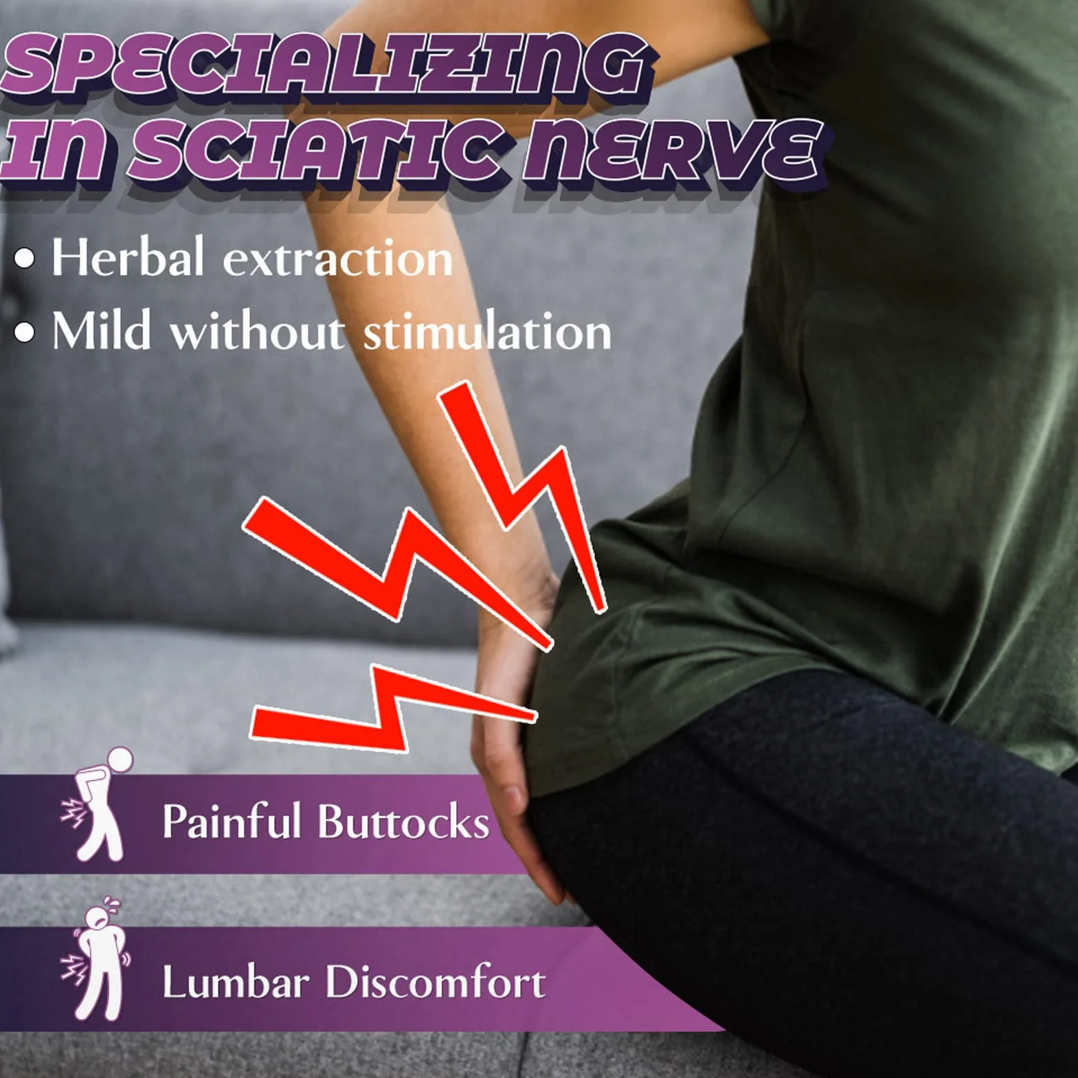 Patch De Réduction de la Douleur, 60 Feuilles De Patch De Réduction de la Douleur du Nerf Sciatique En Tissu élastique Patch Musculaire à Libération Multifonctionnelle Pour les Fesses du Dos