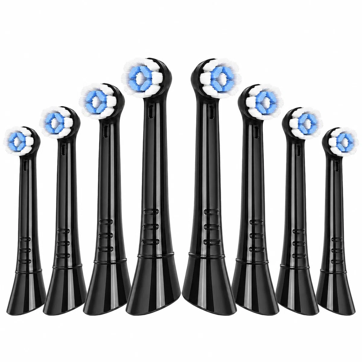 Brossettes de Rechange Compatibles avec Oral B iO, Têtes de Brosse à Dents iO Compatibles Série 2/3/4/5/6/7/8/9/10, Nettoyage Doux des Gencives, Lot de 8 Noires, 2 Cartes