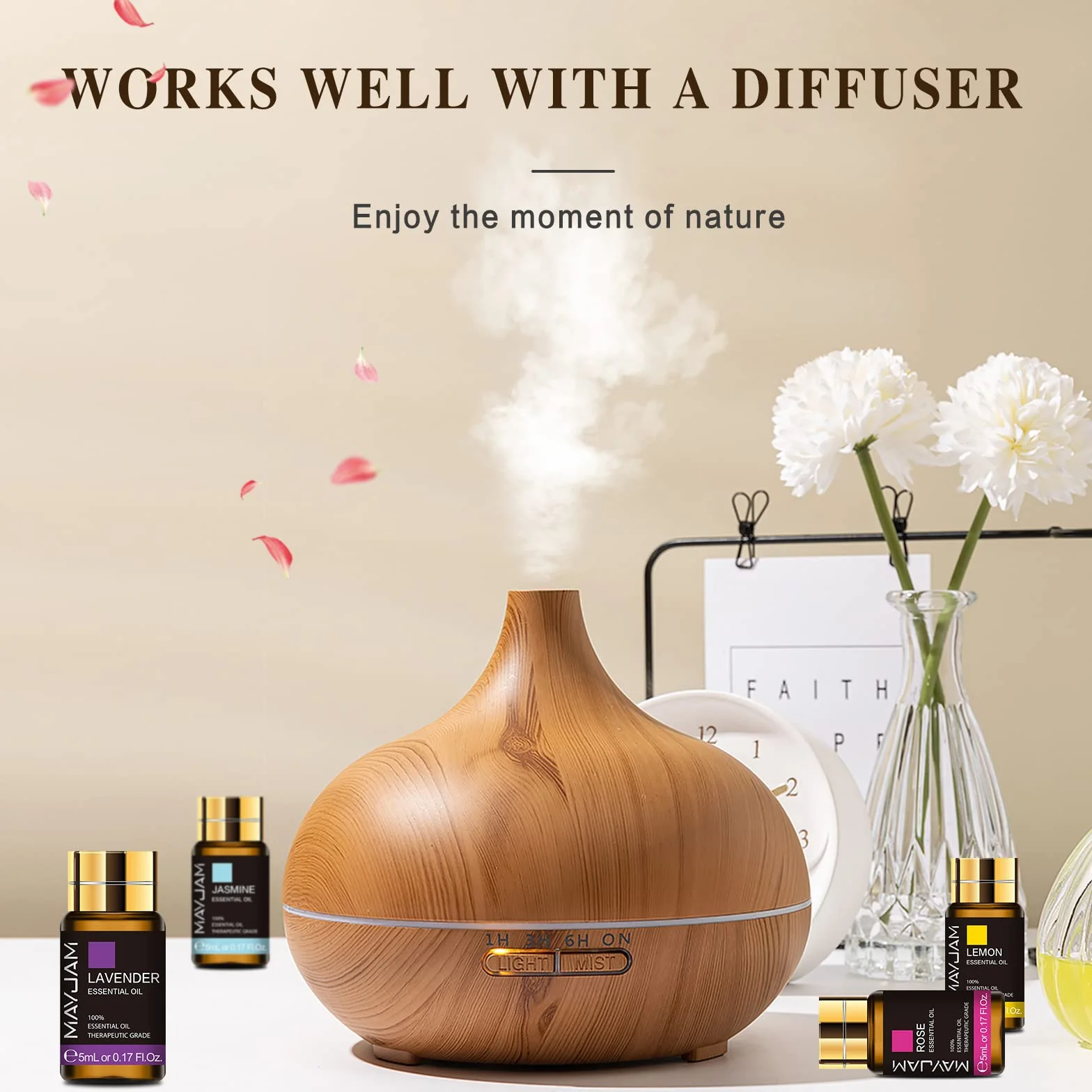 MAYJAM Kit Huiles Essentielles 35 x 5ml, Huile Essentielle pour Diffuseur, Naturelle Pure Huile de Lavande, Eucalyptus, Menthe Poivrée, Vanille, Citron, Rose, Citronnelle,Tee Tree, Santal, Cèdre
