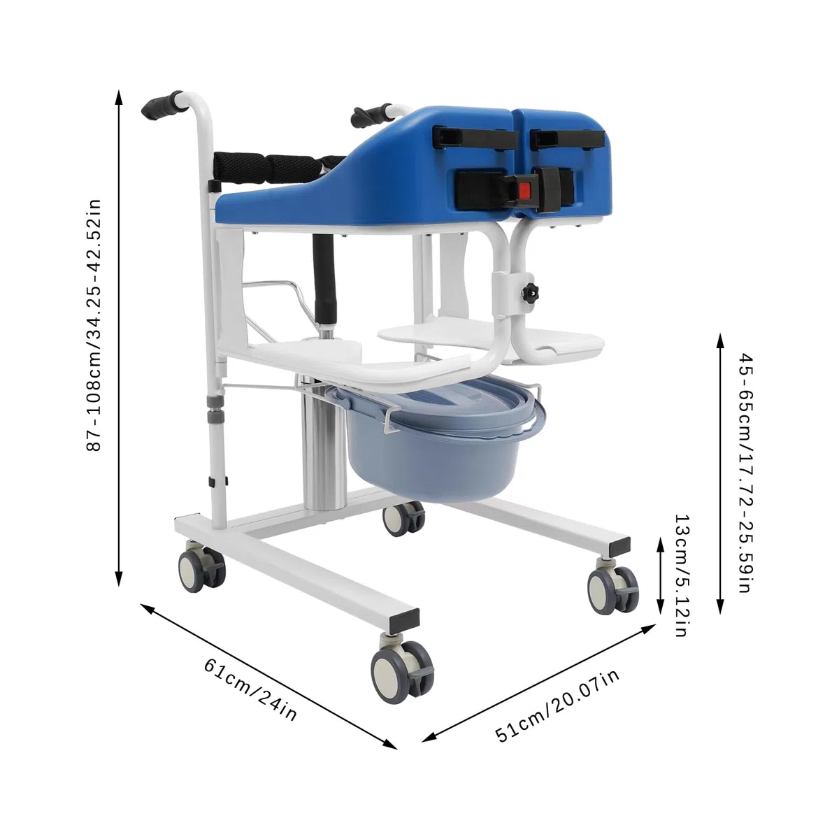Siège ÉléVateur Hydraulique pour Patients - Fauteuil Roulant Hydraulique pour Patients - Chaise de Transfert de Patients - Chaise de Douche Portable -Convient Maisons Maisons Infirmiers HôPitaux