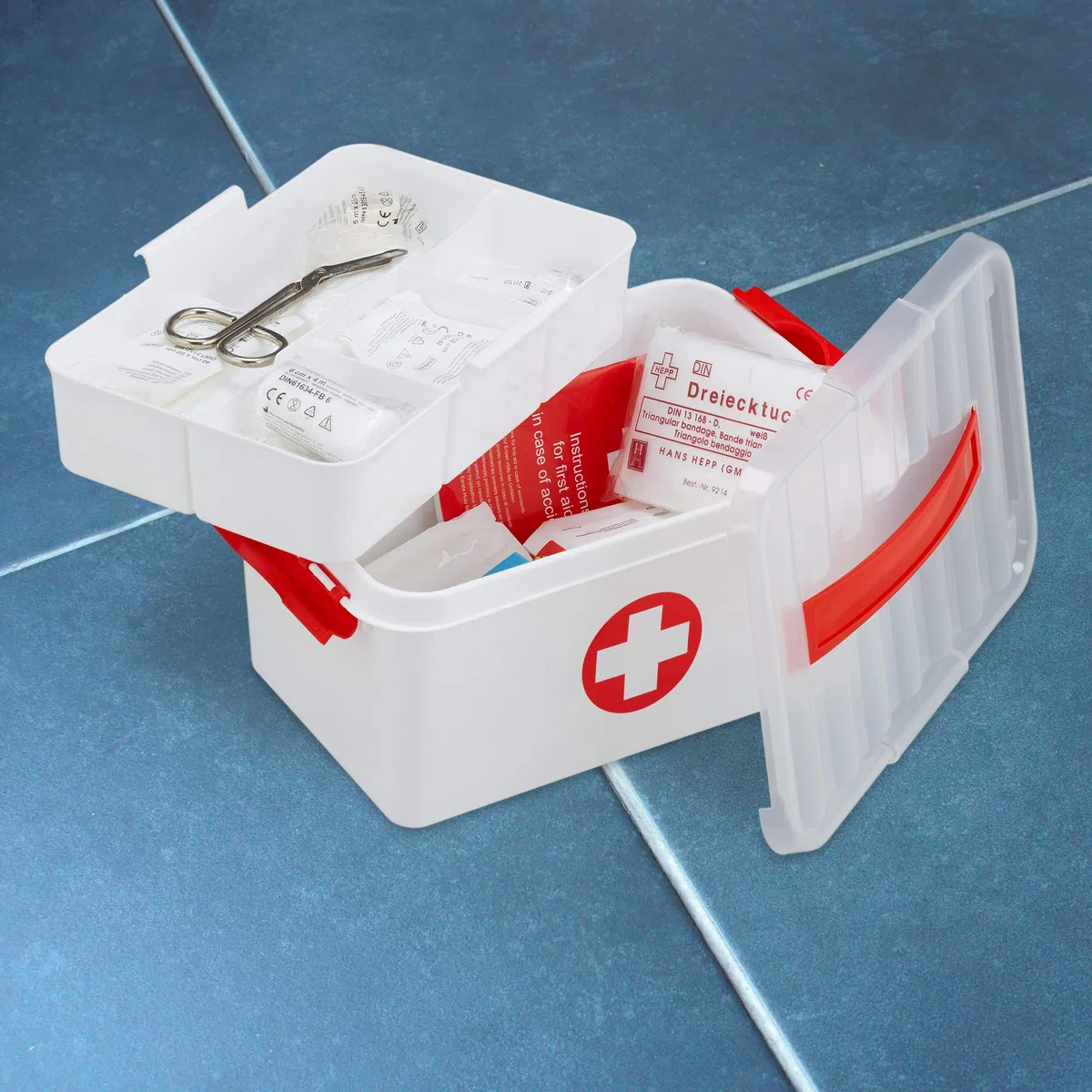 Relaxdays 10026306 premiers secours, Boîte de pansements, vide, pour urgences, plastique, HLP: 21x30x14,5 cm, blanc, PP, 21 x 30 x 14,5 cm