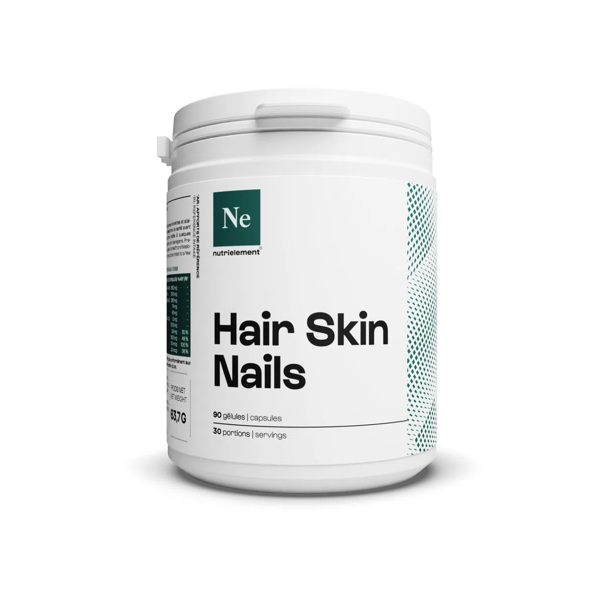 Nutrielement - Hair Skin Nails - 90 gélules - MSM, Kératine, Zinc, Vitamine C, Sélénium, Biotine - Complément alimentaire Pousse Cheveux, Peau, Ongles