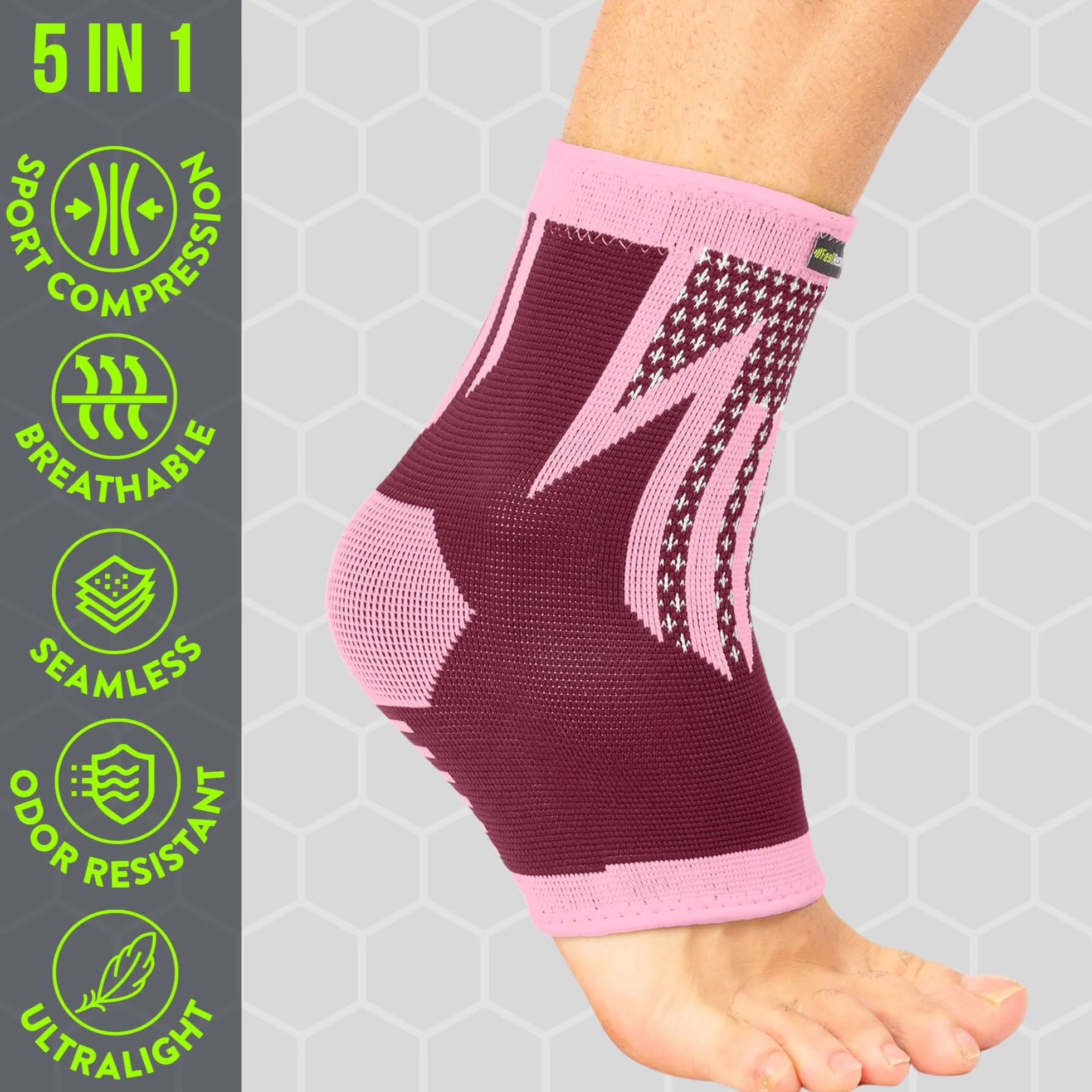 2 Pack Chevillères Homme & Femme - Manchon de Compression Cheville pour Running, Football, Basket & Sports - Chevillière Entorses, Fasciite Plantaire, Tendinite d'Achille - Respirant & Antidérapant