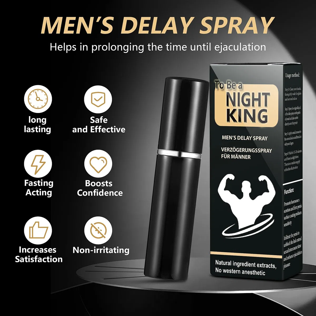 huile de massage retardatrice pour hommes Spray retardateur pour hommes, améliore la sensibilité masculine et prolonge l'endurance au lit - 0,17 fl oz