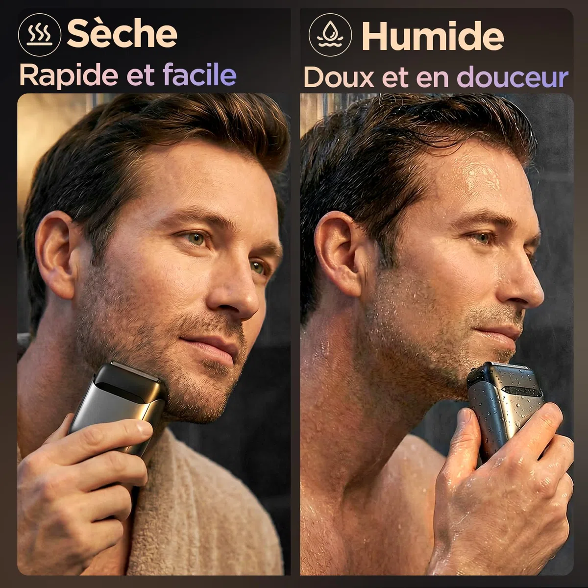 Rasoir Electriques Hommes, Yineel VT100 Mini Rasoir à Lames avec 3 Lames Flottantes, Étanche IPX7, USB-C Recharge, Compact et Portable, avec Étui de Rangement, Cadeau pour Hommes