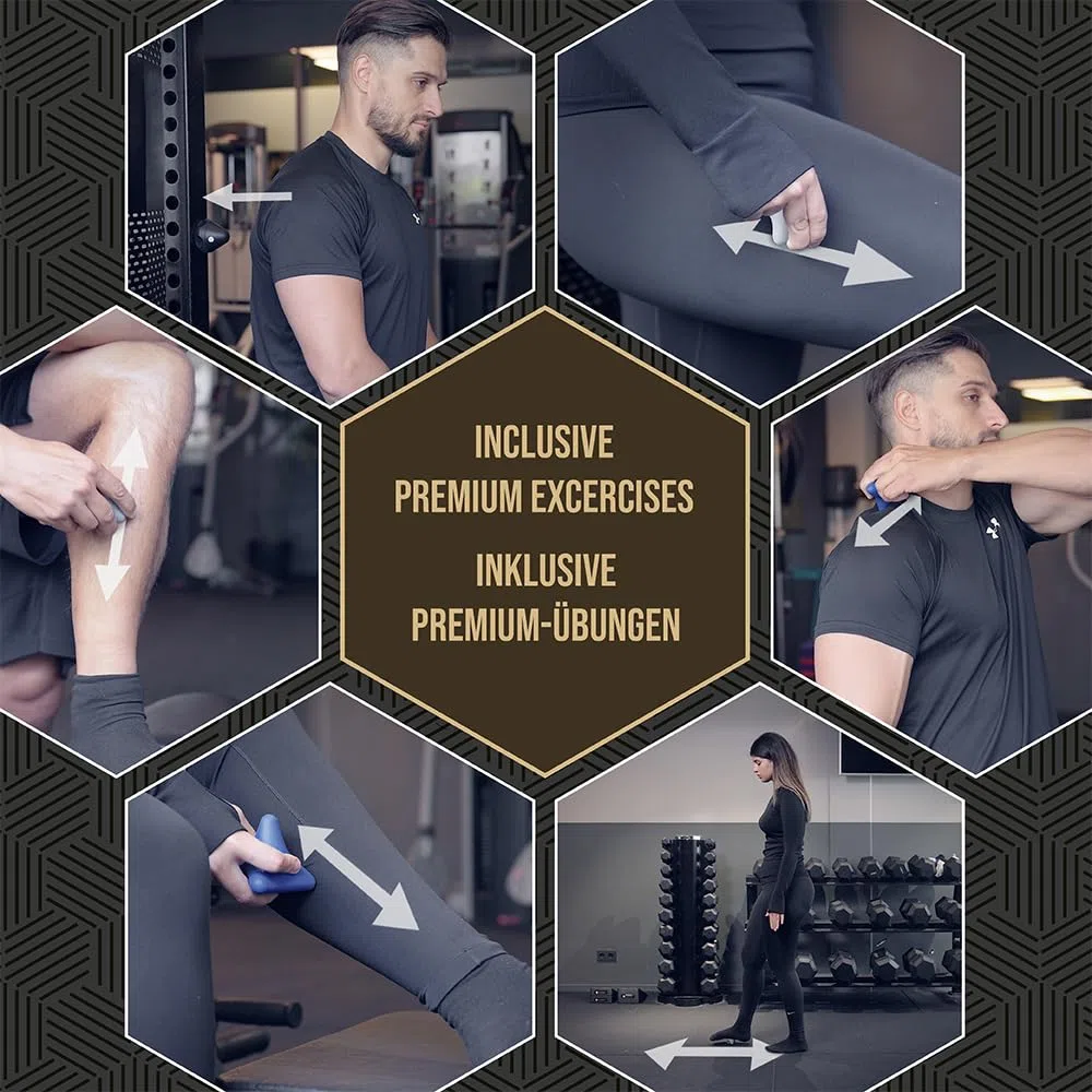 BOZEERA | Trigger Point Appareil de Massage | Set de 3 | Outil de Massage Trigger Point avec Ventouse | Pour Douleurs Musculaires & Tensions | Avec Vidéo, Guide & Sac