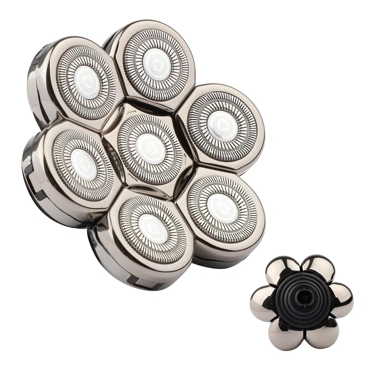 Tête de rasoir électrique: Lames argent pour tête chauve | Remplacement compatible avec rasoirs 5/6/7/8 têtes. Durable, rasage précis