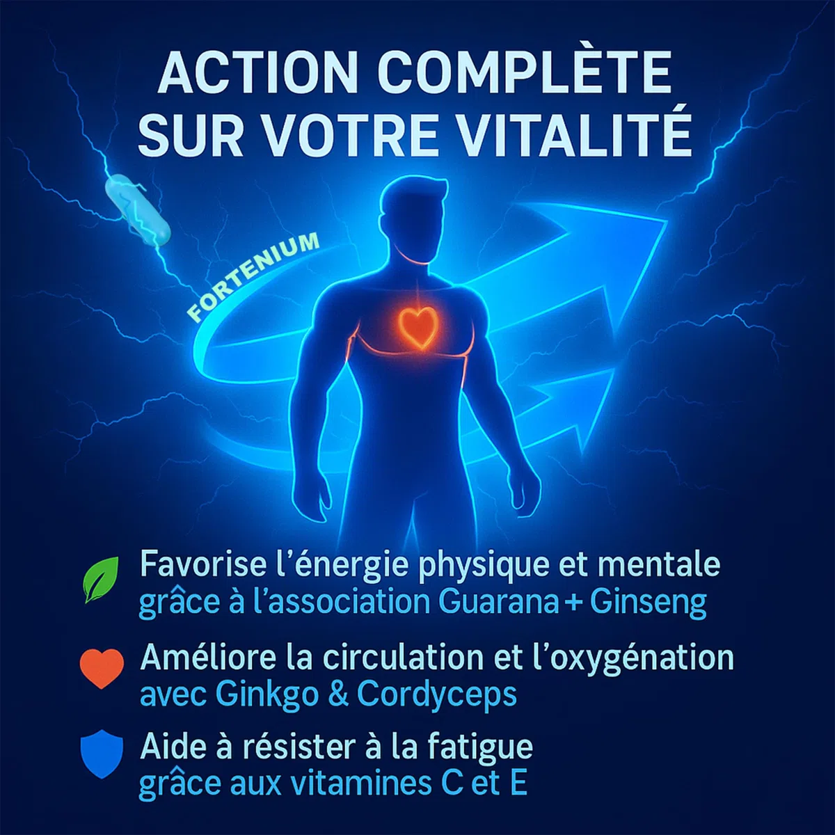 Formule améliorée Homme - Virilité énergie Masculine/Tonifiant Intense pour Homme/Performances et endurance / 10 gélules pour Circulation Sanguine/MACA PANAX GINSENG/FORTENIUM ataï