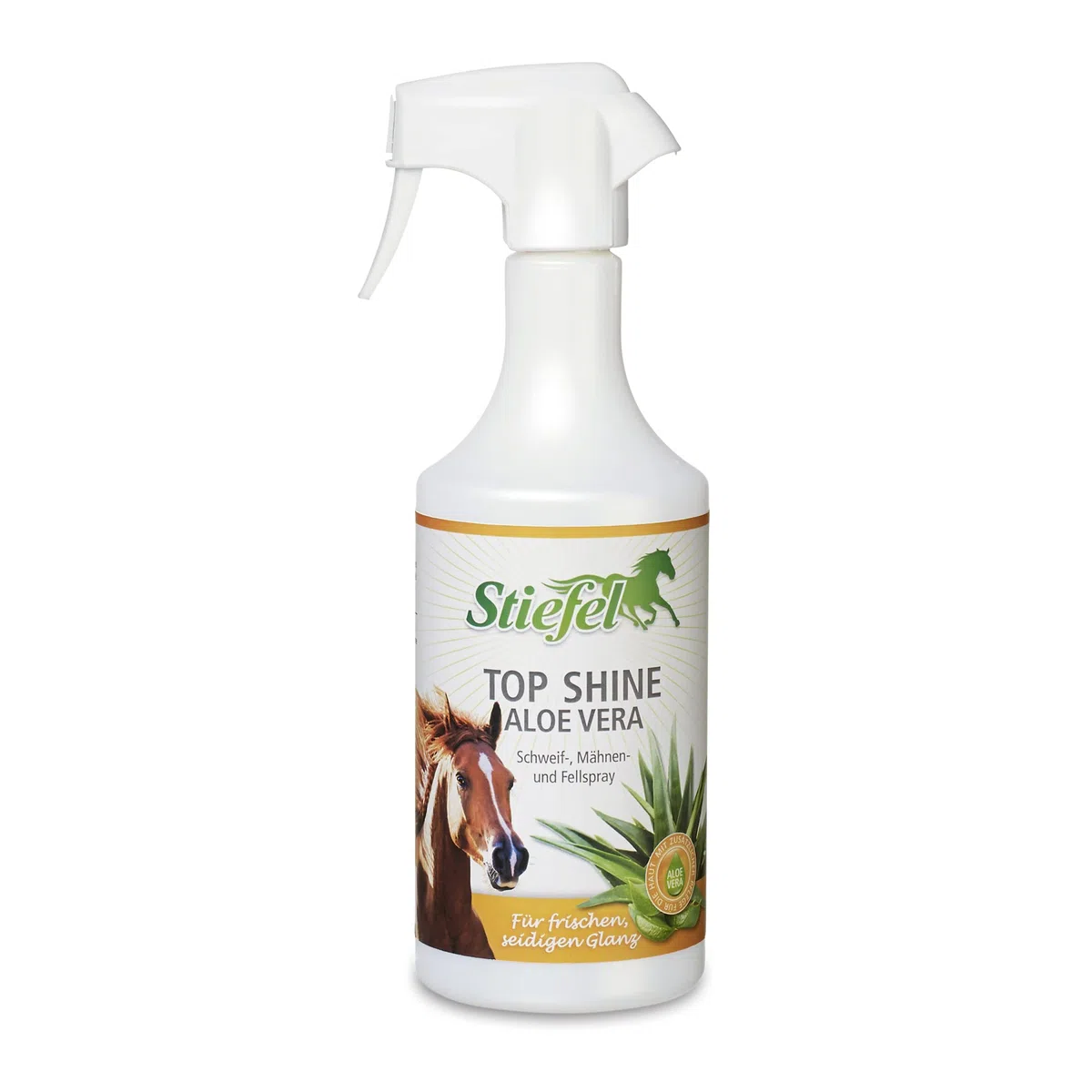 Stiefel Top Shine Aloe Vera – Spray pour robe, crinière et queue de cheval, démêlant avec aloe vera, brillance soyeuse, 750 ml