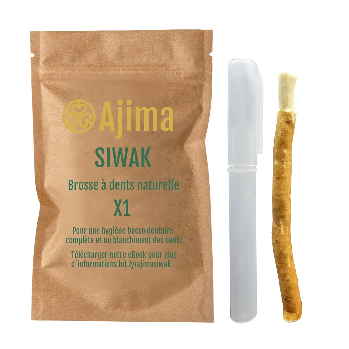Siwak Naturel + Étui OFFERT* Miswak Brosse à Dents Naturelle en bois d'Araq Blanchiment Dentaire et Fraîcheur Nettoyante et Désinfectante - Zéro déchet Biodégradable