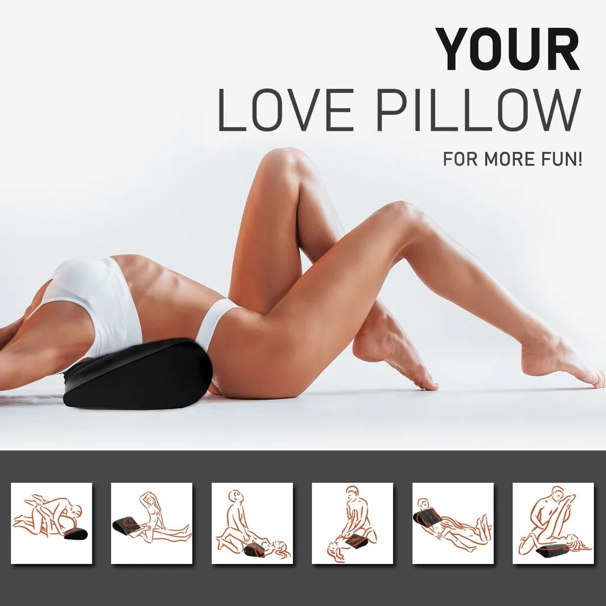 Prosixtoy Coussin Sexe Oreiller Gonflable - Coussin de Position Sexe Gonflable pour un Soutien en Profondeur des Positions, Jouet Sexuel Gonflable Mobilier Érotique pour Hommes, Femmes, Couples(Noir)