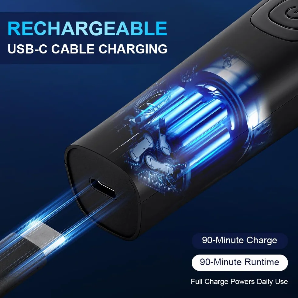 Tondeuse Corps Homme,Tondeuse Intime Homme avec écran LED,Rechargeable par USB-C,IPX7 Rasoir Intime Étanche Wet & Dry pour Aisselles,visage,maillot,poils