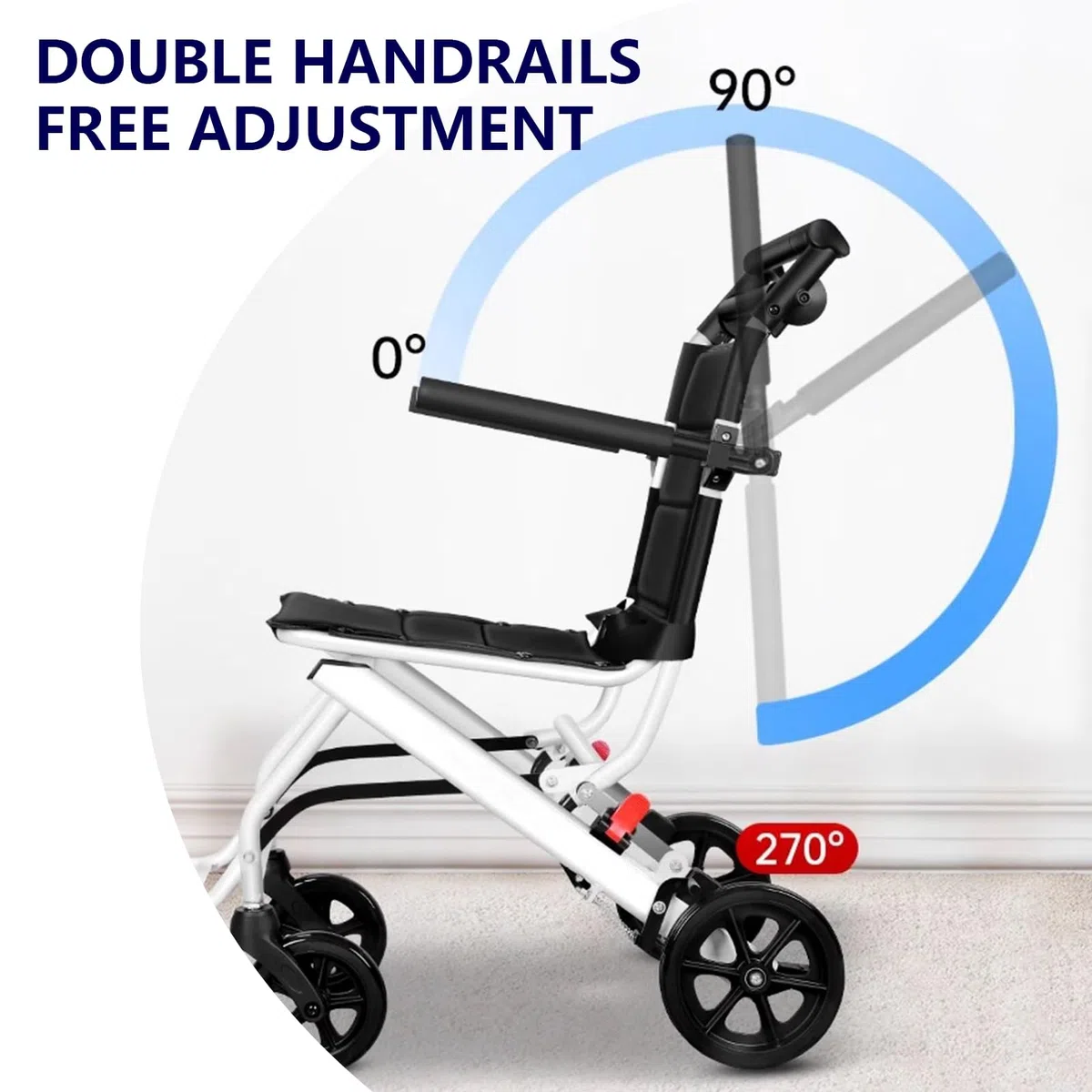 Fauteuil Roulant Transportable et Voyageur, Poids Seulement 6,2 kg, fauteuil roulant souple pour adultes et seniors, support 81,6 kg, adapté aux portes étroites Noir
