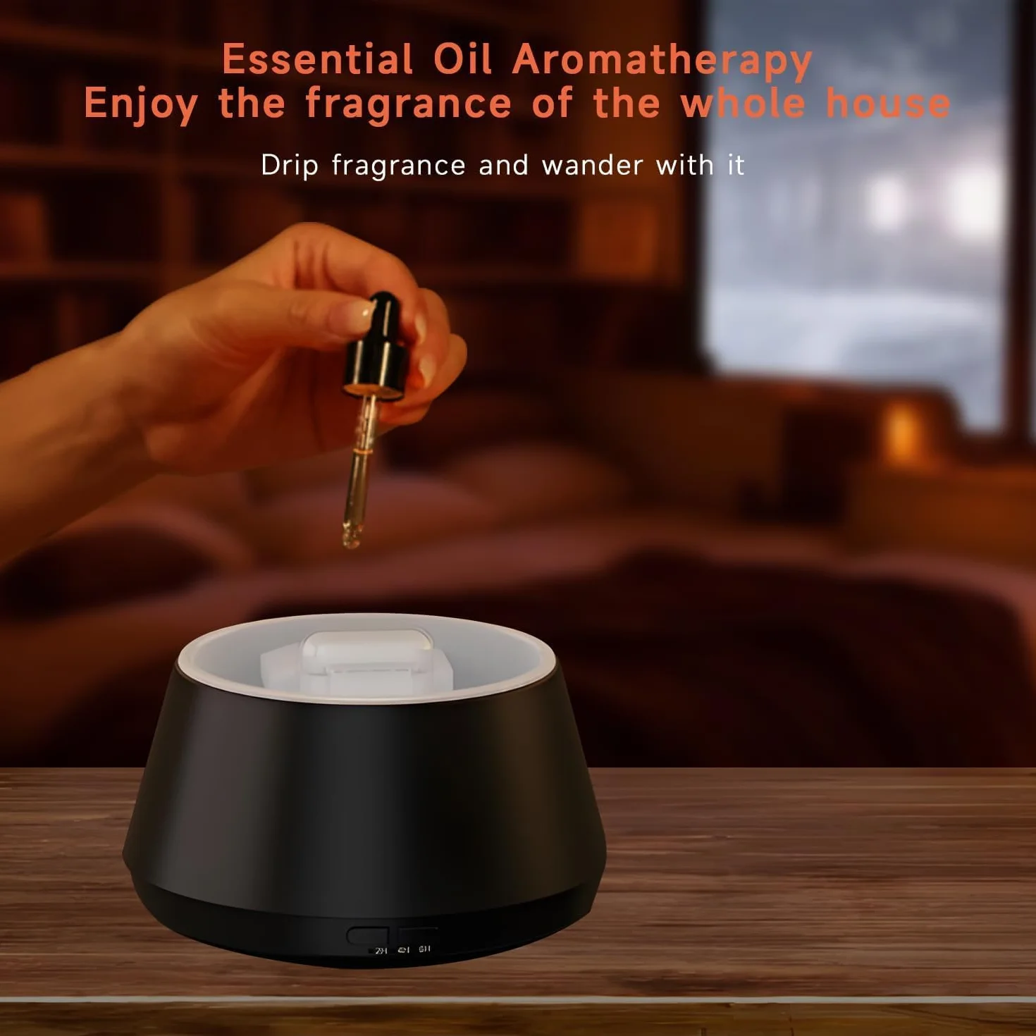 QUMOX Diffuseur d'arômes A9 Flame 150 ml – Humidificateur d'huiles essentielles avec simulation de flamme et lumière ambiante changeante de couleur, minuterie 2 h/4 h/6 h, arrêt automatique, brume fra