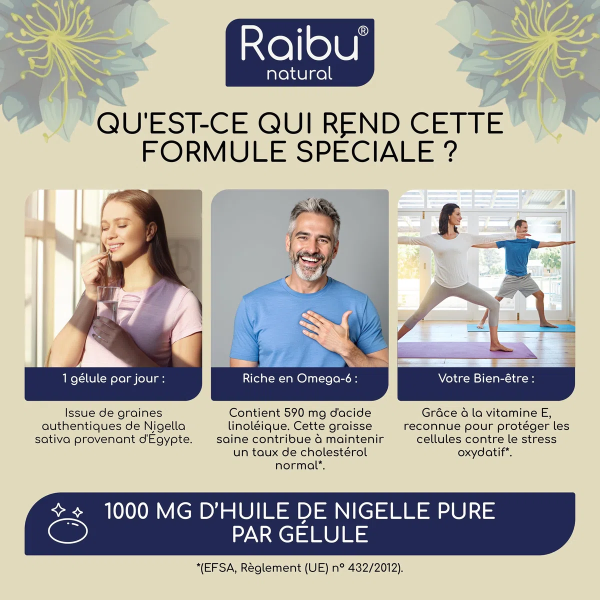 Huile de nigelle pure - 1000 mg d’huile de cumin noir par gélule (1 par jour) - Provision pour 6 mois - Nigella sativa pressée à froid - 59 % d’acide linoléique - 180 gélules