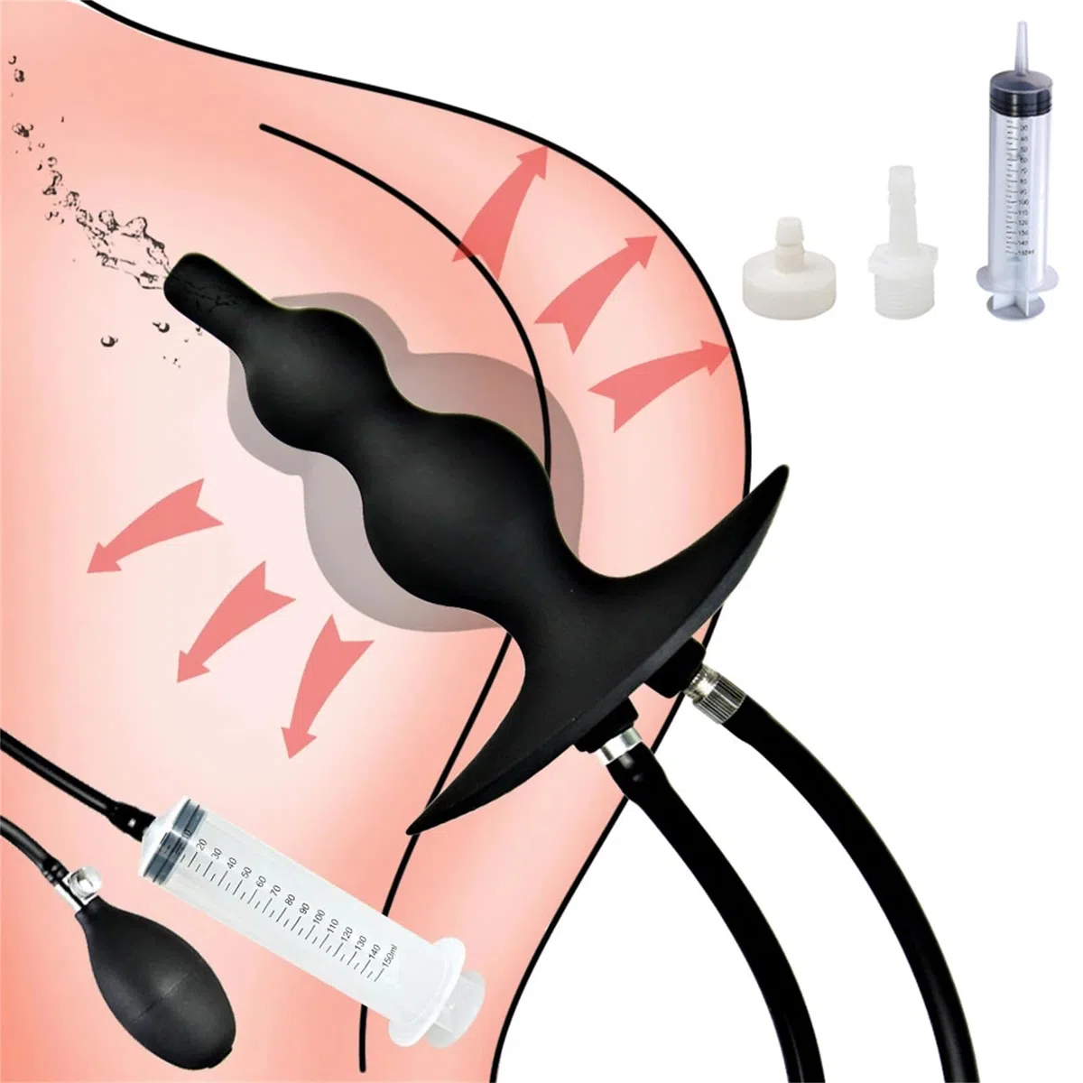 Plug anal gonflable en silicone avec pompe et lavement anal, plug anal en silicone, extension de l'anus, perles anales, gode anal for hommes et femmes