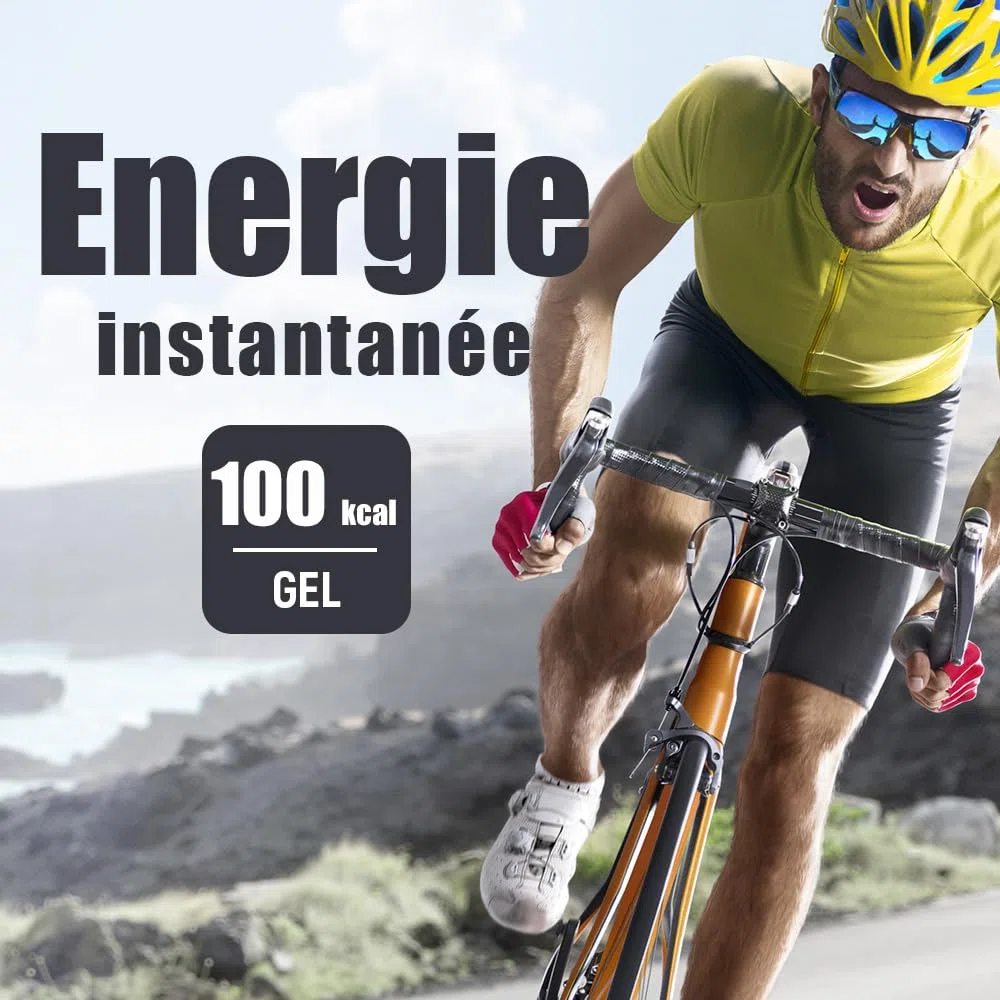 Overstim.s - Gel Coup de Fouet (10 sachets) - Gel énergétique pour le sport (vélo, course à pied..) - Energie instantanée - Efforts intenses - 100 kcal/gel - Assortiment (Citron, Fruits rouges, Cola)
