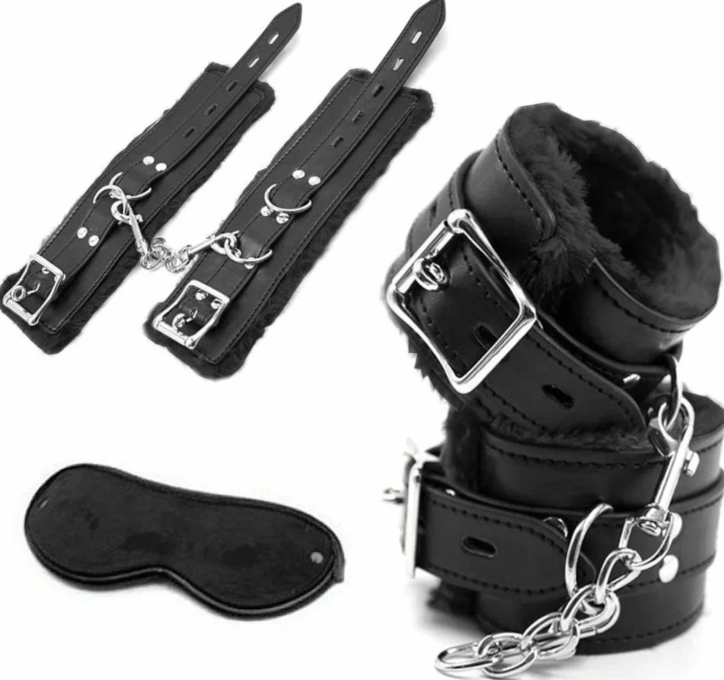 Ensemble de Servitude BDSM Composé de 18 Articles Parfait pour les Débutants, Menottes SM Avec Masque pour les Yeux et Sex Toys Érotiques pour Couple, Noir