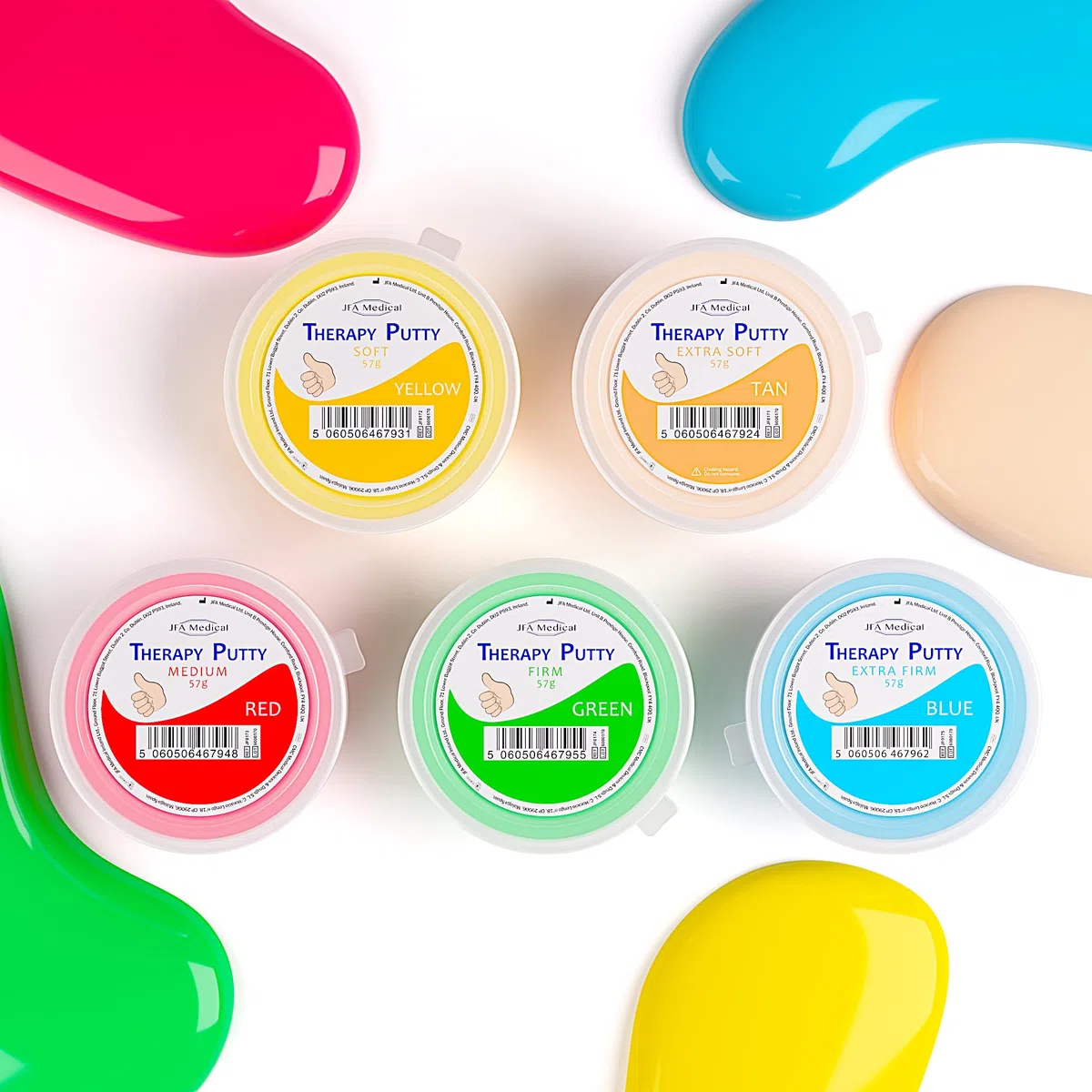 Lot de 5 pâtes thérapeutiques pour exercices de la main, 5 forces et couleurs différentes