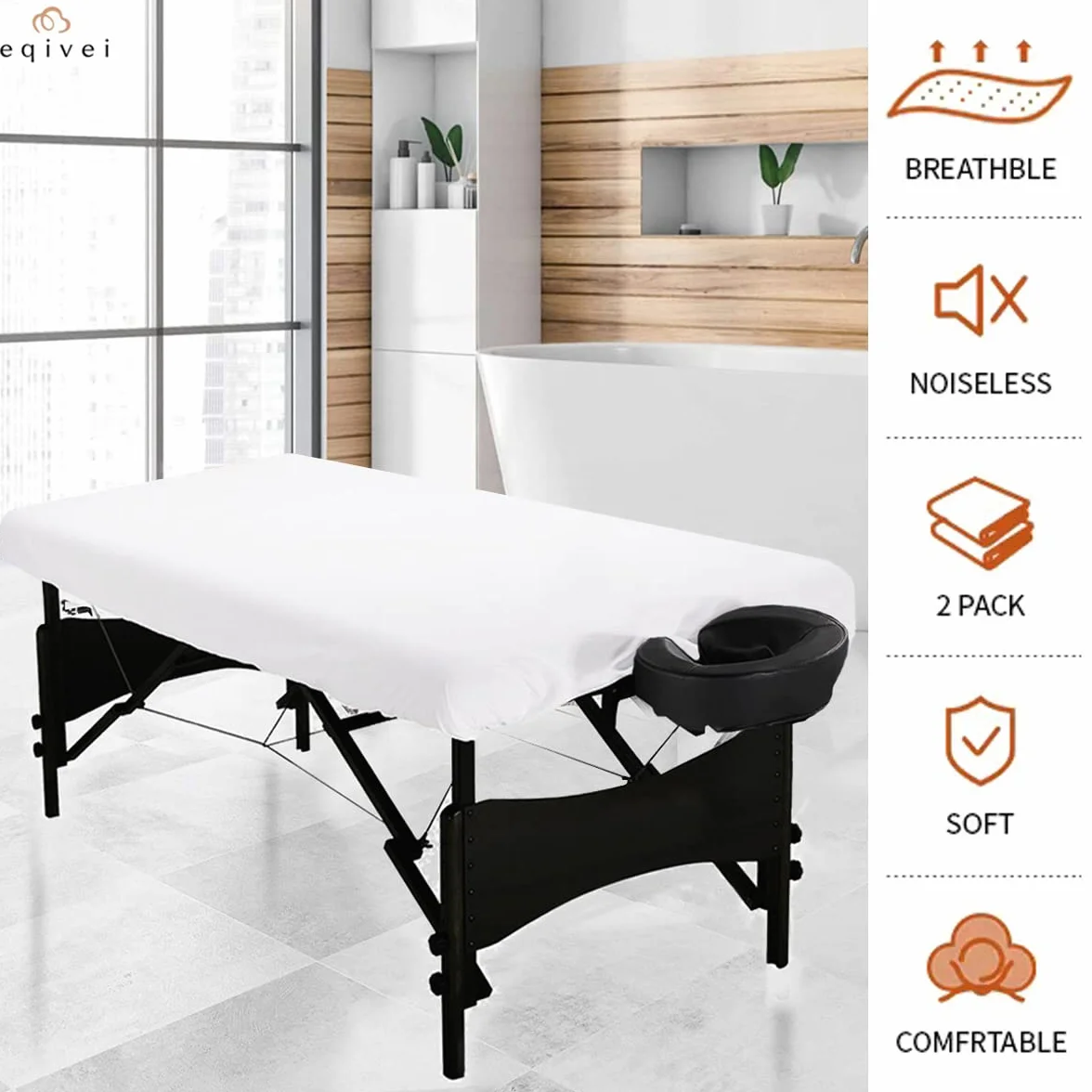 Lot de 2 Housse Table Massage Lavables, Eqivei drap housse table de massage Imperméables, Résistantes à l'huile Housses de Protection pour lit de Massage 80 x 190 x 12 cm