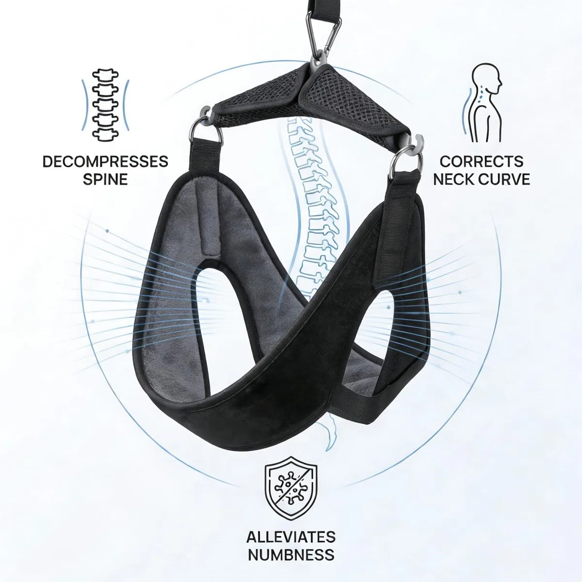 Neck Stretcher Cervical, Élargisseur de Cou et de Colonne Vertébrale, Dispositif de Traction Cervicale pour la Maison, Entraîneur de Cou Respirant pour Soulager Les Douleurs Cervicales