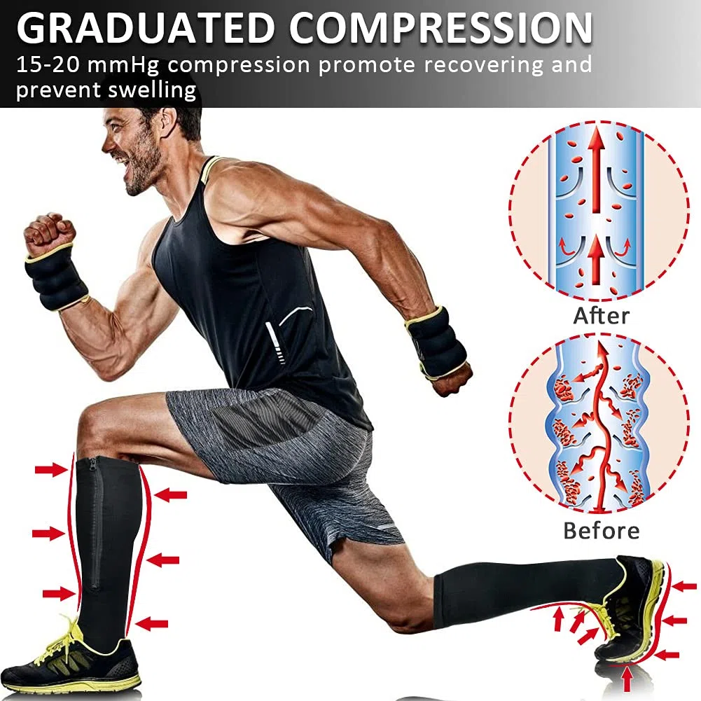 Ailaka Chaussettes de Compression Zippées Médicales Homme & Femme, 15-20mmhg Bas De Contention Classe 1 Medicale Soutien Graduel Bas De Compression, Indiqué pour Les Varices, Oedème