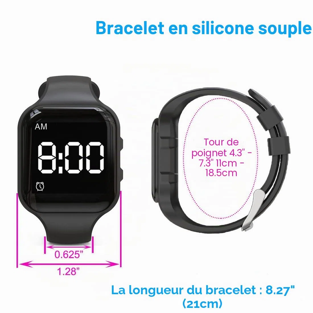 Potty Training Watch – Montre de rappel vibrant silencieux – avec jusqu'à 8 alarmes personnelles – Alarme de médication