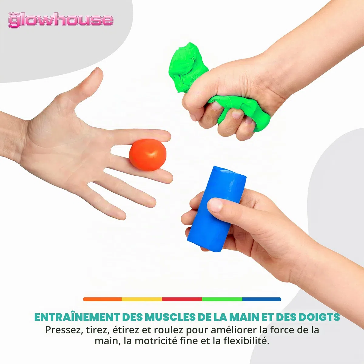 Lot de 5 pâtes thérapeutiques pour exercices de la main, non toxique, pour adultes et enfants 57 g