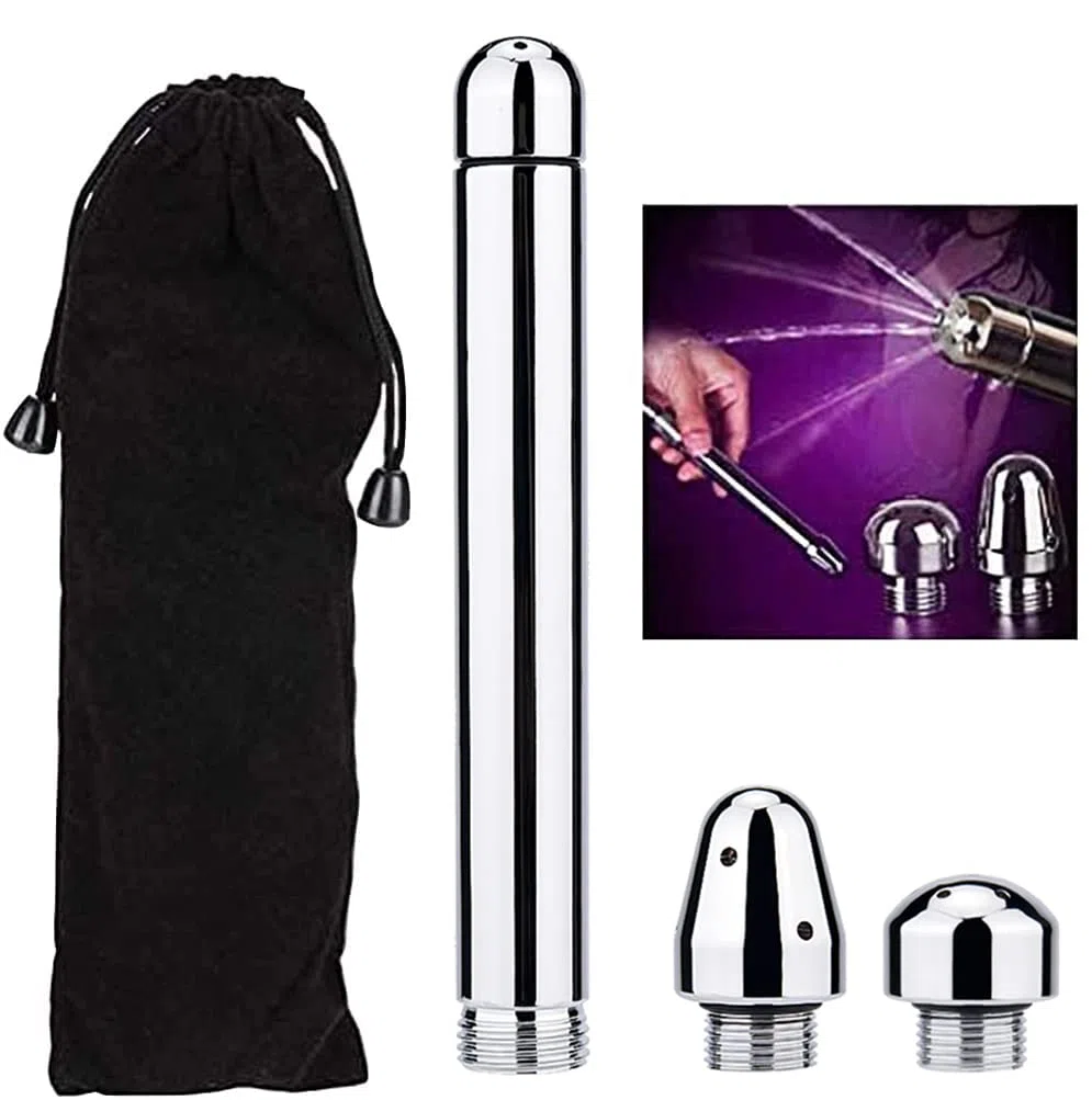 Douche Enema Douche pièces jointes en aluminium 3 Pomme de douche d'eau Buse anal rincer vaginal kit de nettoyage Cleaner + velours Sac de transport