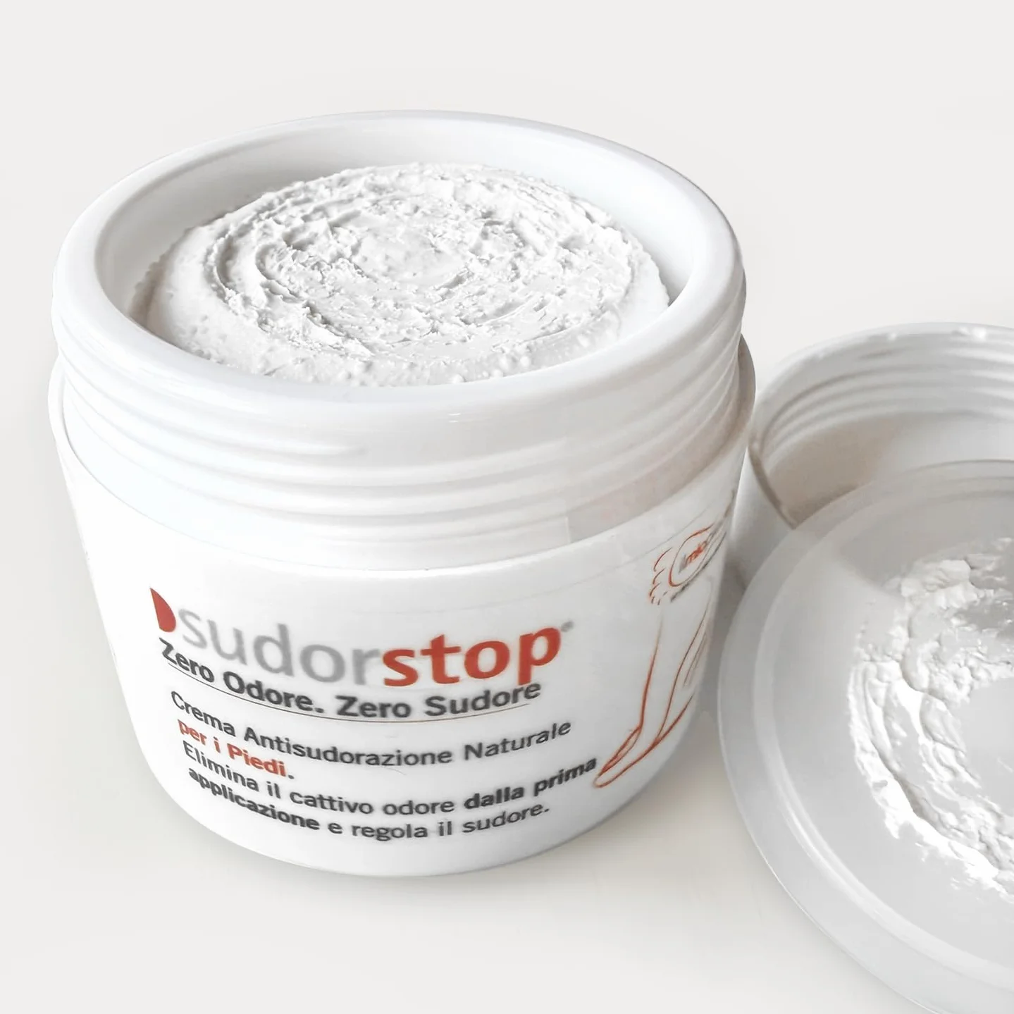 Crème naturelle contre la transpiration et les odeurs de pieds | Format Pot de ml.50 | Résultats immédiats | Sudorstop est produit en Italie