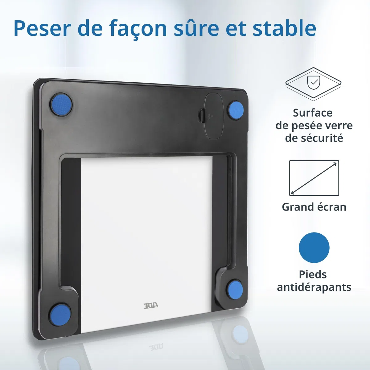 ADE Balance pèse personne impédancemètre | pèse personne masse graisseuse et muscle fiable et précis | capacité elevée du 200 kg | scales for body weight | noir