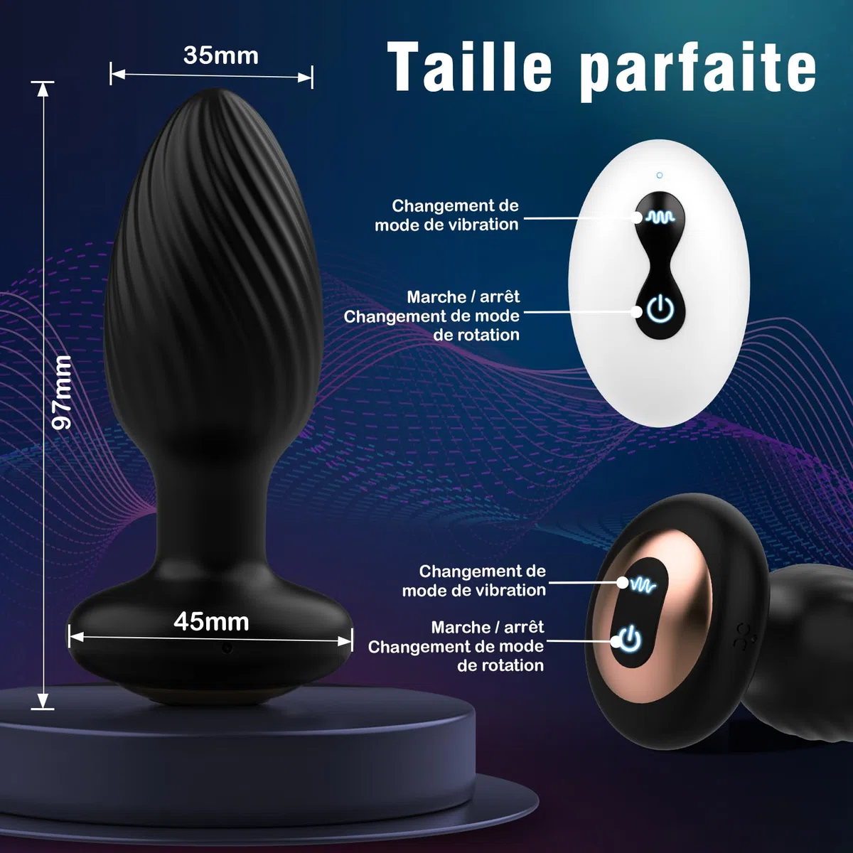 Plug Anal Gode Homme Pour Anus, Plug Femme Débutante Sex Toys avec 7 Modes de Rotation et 7 Modes de Vibration, Plug Anale,Prostate Homme Jouet Sexualité Couple, Plugs Anals Sex Toýs Perles Anales