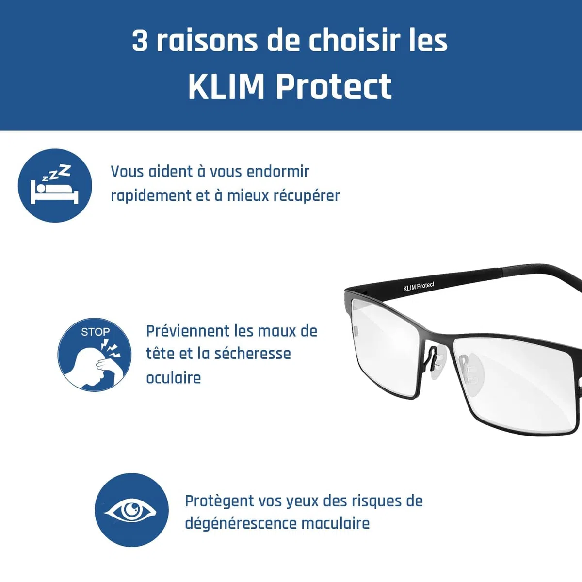 KLIM Optics Lunette Anti Lumiere Bleue - Nouveau - Protège vos Yeux de la Lumière Bleue - Haute Protection pour Écrans - Lunettes Gaming PC Mobile TV - Filtre Anti Fatigue Anti UV Anti Lumière Bleue