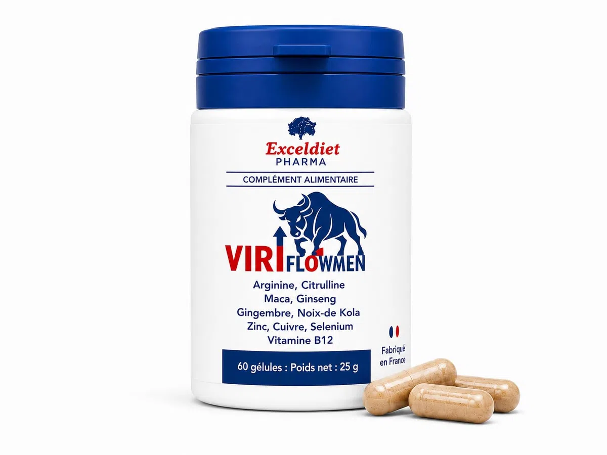 ViriflowMen – Complément Alimentaire Homme | Libido, Énergie Masculine, Vitalité & Endurance | Arginine, Citrulline, Ginseng, Maca, Kola, Gingembre | Vitamine B12 & Minéraux | 60 Gélules