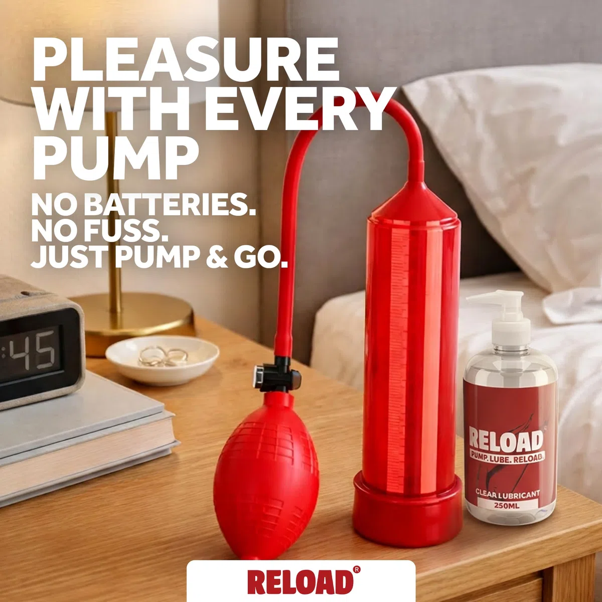 Reload The O.G. : pompe à pénis pour l'érection masculine, pompe à vide à commande manuelle dotée d'un design confortable en silicone souple, fabriquée dans un matériau sans danger pour le corps